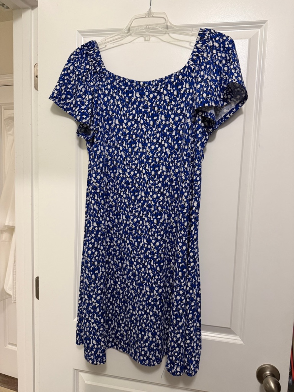 Robbie Bee Royal Blue and White Floral Dress